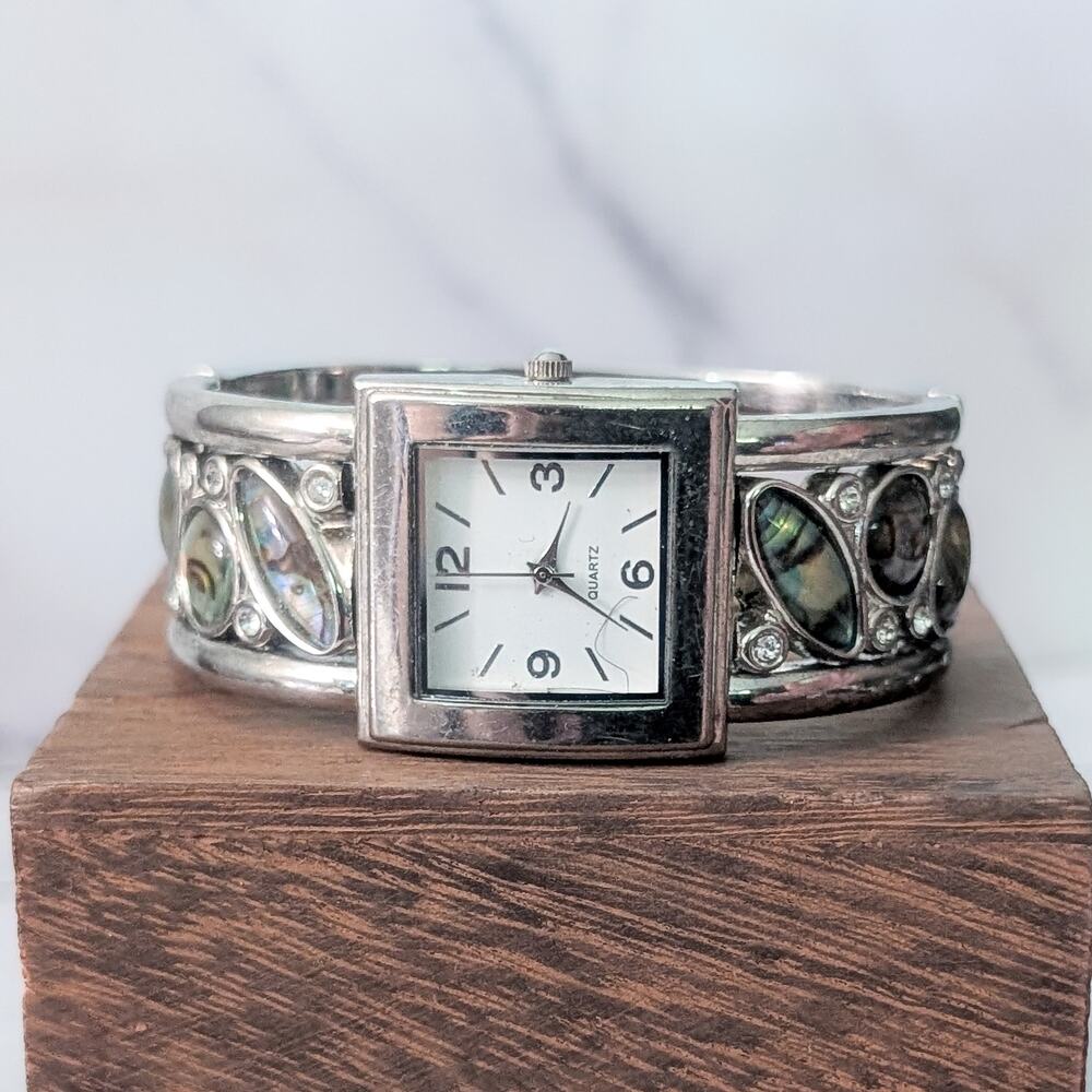 Silver Tone Watch with Inlayed Detail - Not Working